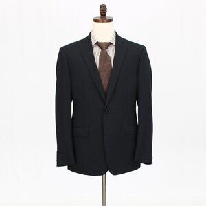 Calvin Klein 42R Black Solid 2-Button Sport Coat Blazer Jacket G846